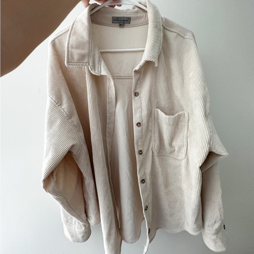 Cream Corduroy Over-shirt Jacket Shacket